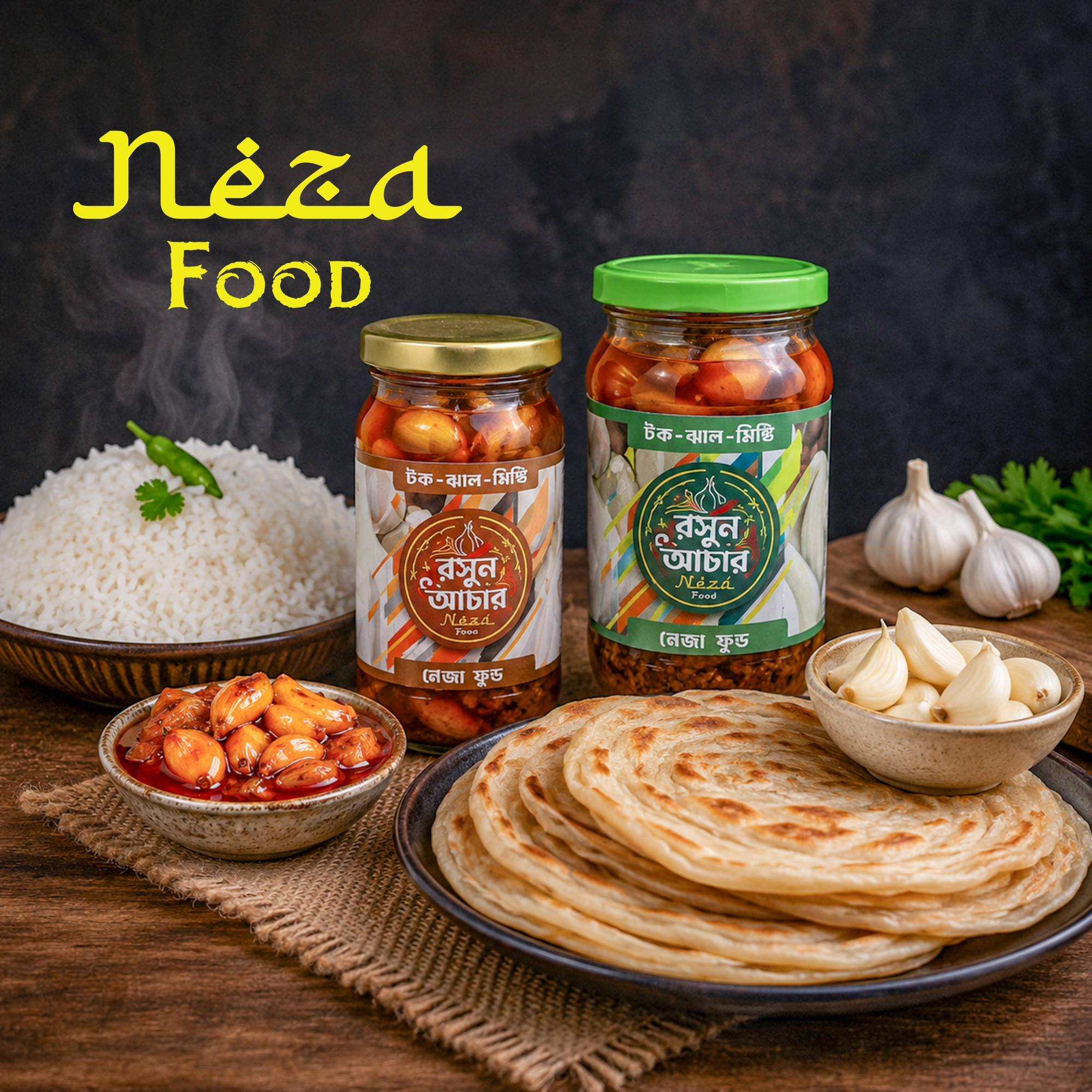 Neza Food প্রিমিয়াম টক-ঝাল-মিষ্টি রসুন আচার, হাইজেনিক হোমমেড আচার